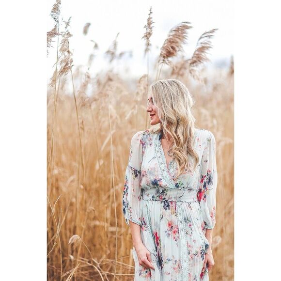 Sundance Size Large Giverny Gardens Dress Boho Cottage Romantic Floral Flowy - Picture 2 of 10